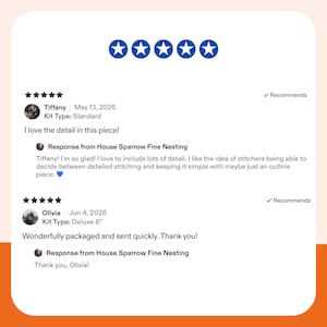 Pu&ograve; includere: Una sezione di recensioni dei clienti con cinque stelle blu in alto. Sono visualizzate due recensioni, una di Tiffany datata 13 maggio 2026 per un kit Standard e una di Olivia datata 4 giugno 2026 per un kit Deluxe da 6 pollici, con risposte.