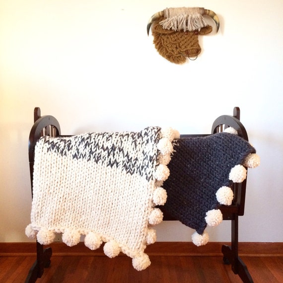 Items similar to HSFN Sweater Blanket White Chunky Knit Blanket