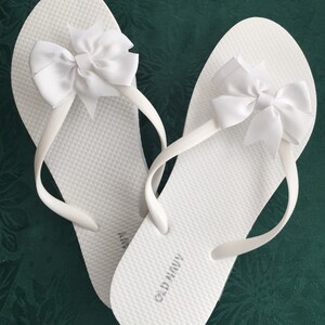white bridesmaid flip flops