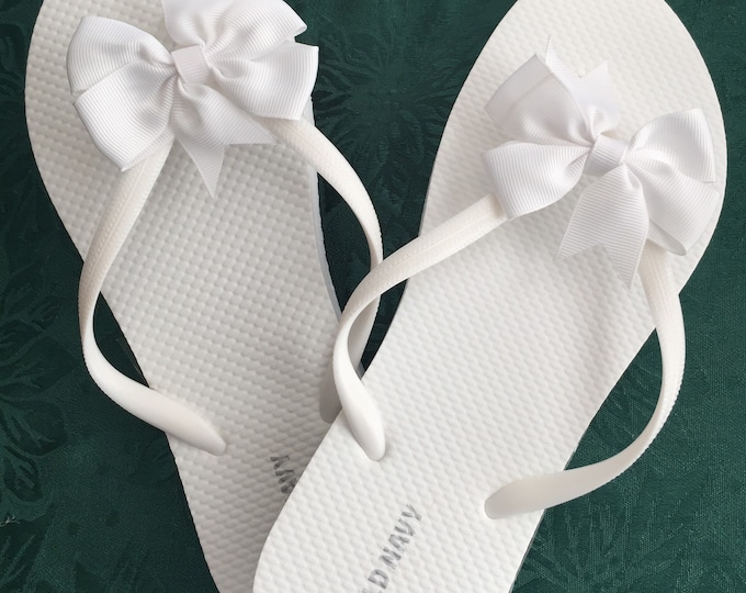 White Flip Flops for Women Bride Flip Flops Bridal Flip - Etsy