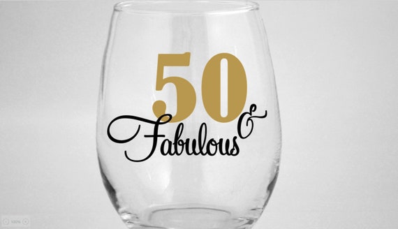 Download 50th Birthday Wine Glass Stemless Wine Glass Gift For 50th Etsy