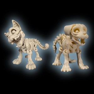 Cat Pet Skeleton Articulating Toy 3D Printed Fun Moveable Animal Figure