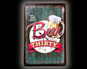 New Vintage Antique Style Beer 30 Distressed Old Tin Metal Bar Sign New Vintage Antique Style Beer 30 Distressed Old Tin Metal Bar Sign