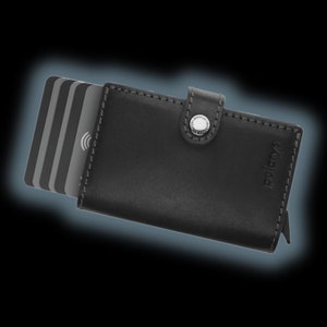 Cartera pequeña PULARYS VIKING Tarjetero de piel italiana Bloqueo RFID Hasta 8 ranuras para tarjetas Monedero de bolsillo delantero Monedero clásico unisex