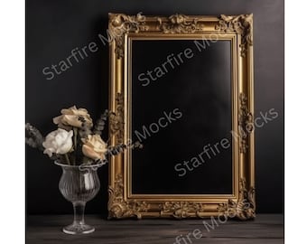 Dark Vintage Gold Frame Mockup Bundle (Digital Download)