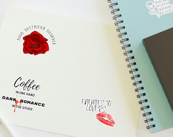 Stickerset Dark Romance Reader: pittige leesgrage vinylstickers