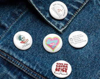 Spicy Book Club Pinback Buttons: Smut Reader Gift, Set of 5