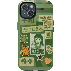Funda para teléfono con collage de estética japonesa kawaii, bonita funda con moodboard para iPhone 16, 15 y 14 Pro, regalo para amantes del anime, estética Japancore