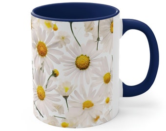 Taza de margaritas: flor del mes de nacimiento de abril, regalo botánico estilo cottagecore