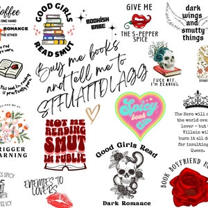 Smut Stickers Collage PNG Smut Stickers Wallpaper Printable Download PNG Bookish Stickers Printable 20oz Tumbler Wrap for Spicy Book Club