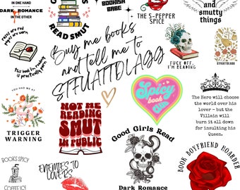 Spicy Book Club Smut Stickers Collage: Tumbler Wrap, bedruckbare PNG (digitaler Download)