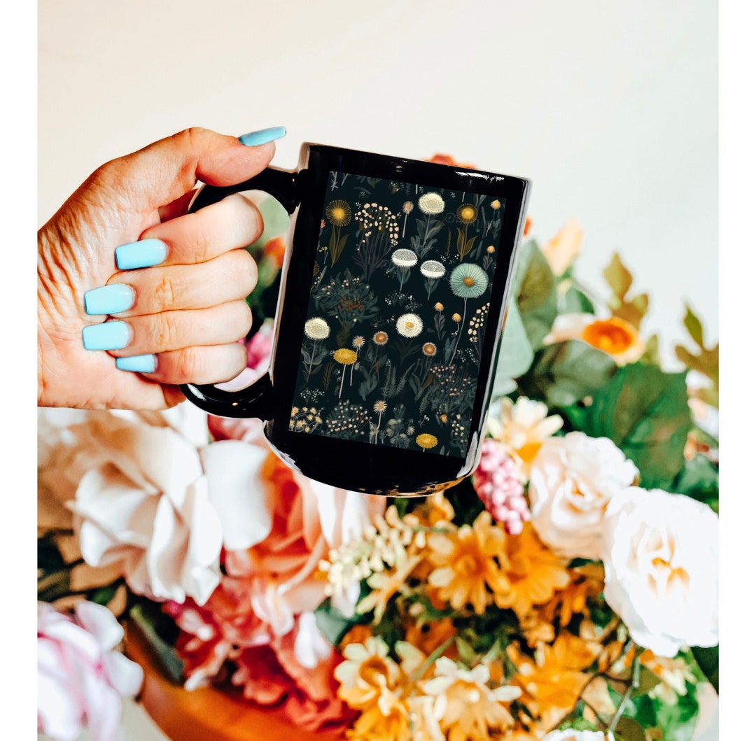 Dandelion Mug, Cottagecore Mug, Vintage Floral Mug, Pressed Flowers Mug ...