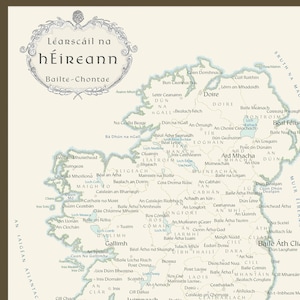 Kaart van Ierland in het Iers, Ierse kaart van Ierland