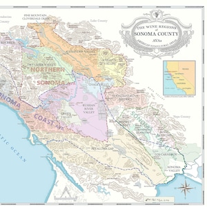 Sonoma County Wine Map, California Wine country map