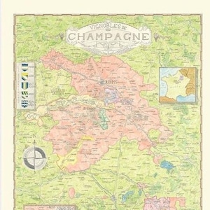 La carte des Vignobles de Champagne.