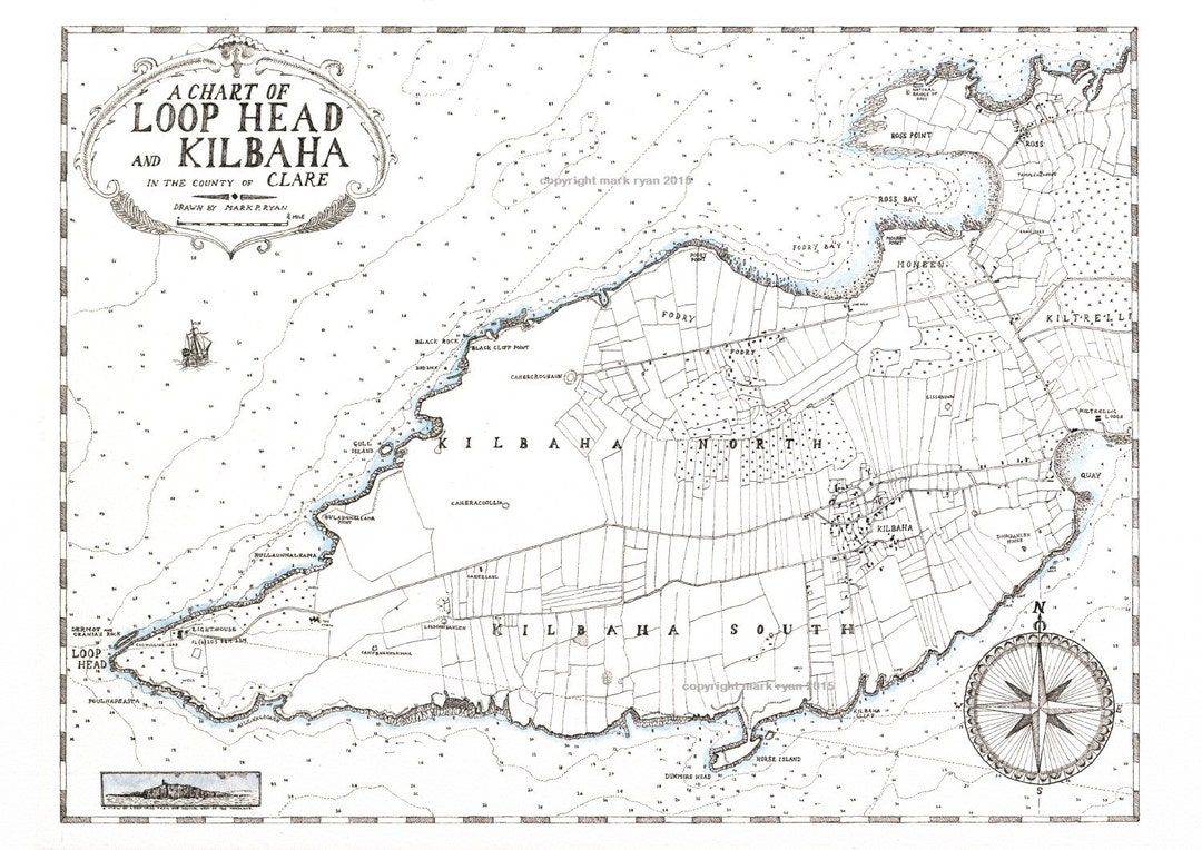 Loop Head Map Map of Loop Head County Clare Ireland - Etsy