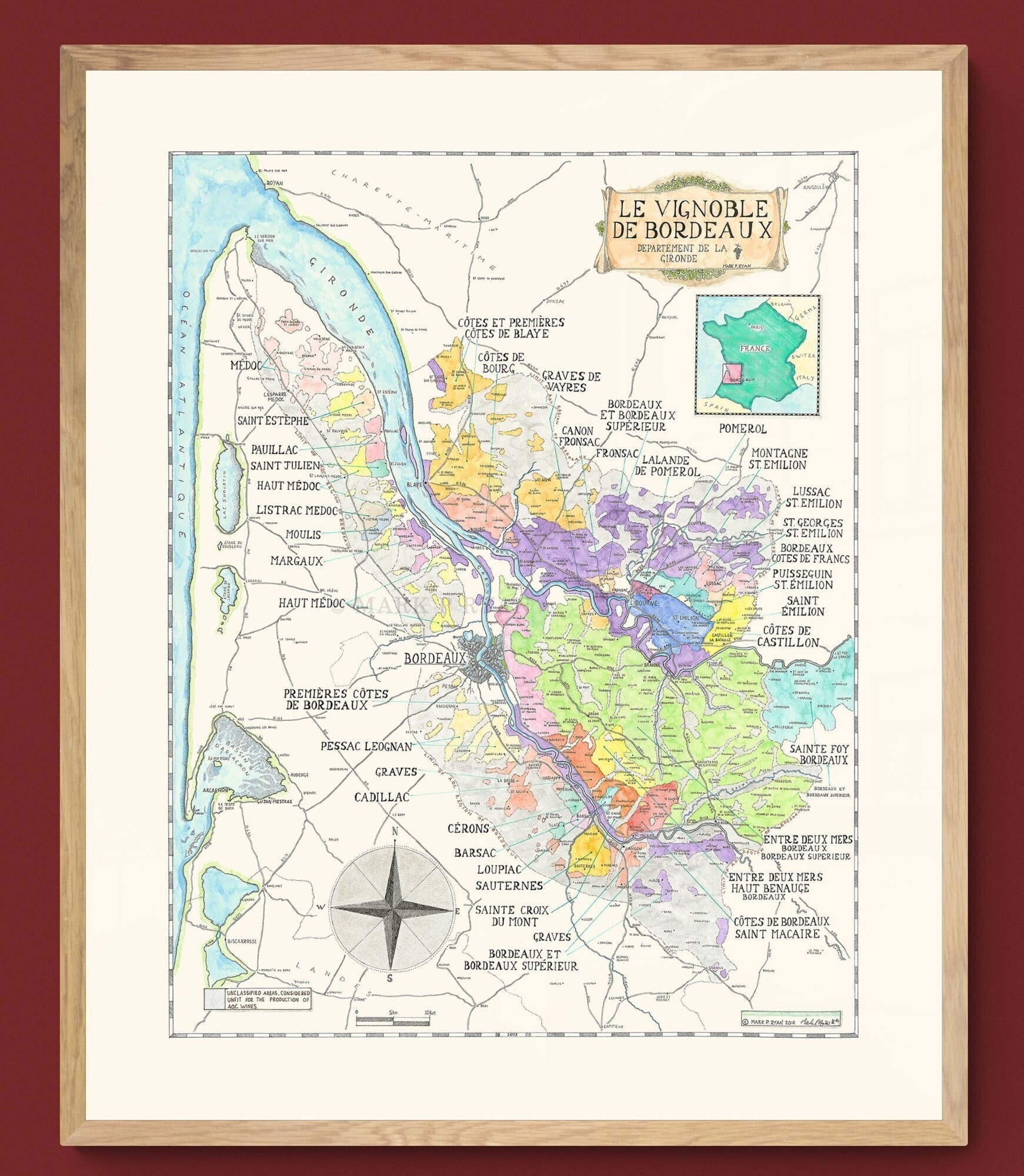 Bordeaux Wine map,  A guide to the Wines of Bordeaux.