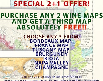 Offre spéciale cartes des vins, achetez 2 cartes, obtenez une troisième carte gratuite.