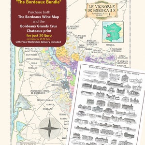 Carte des vins de Bordeaux et impression des grands châteaux de Bordeaux
