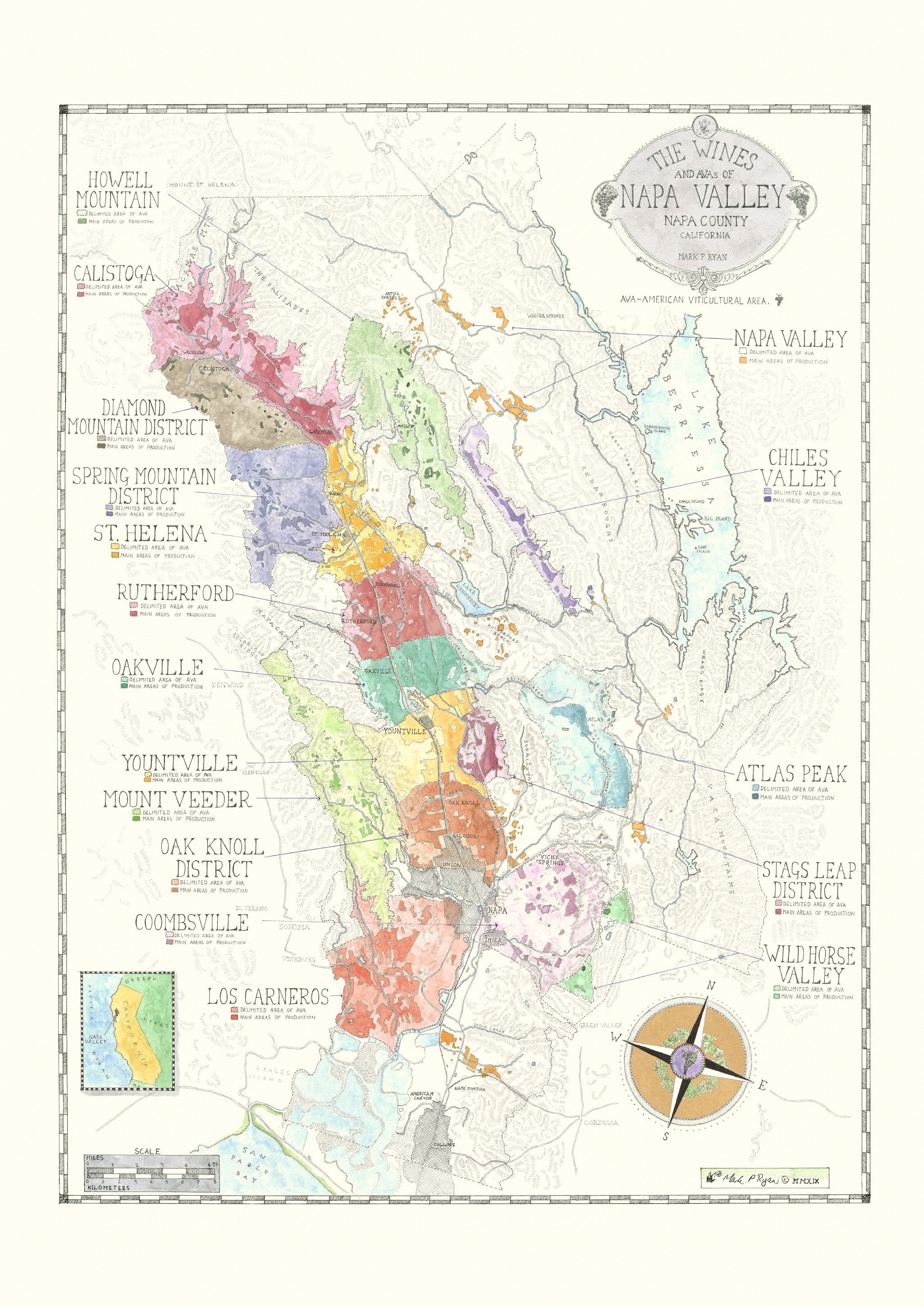 Napa Valley Wineries Map Napa Valley Wine Map California Wine Map Wine Country Map | Etsy Australia