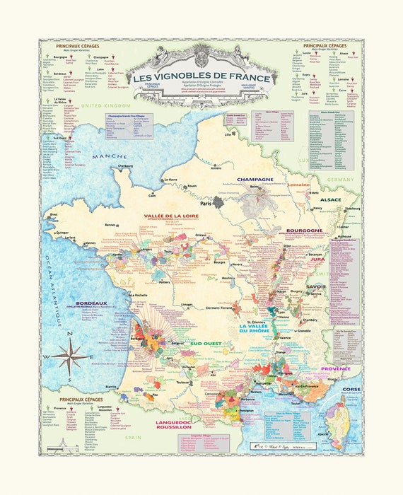 Wine Map of France, French Wine Regions Map, Carte De Vins De France, Wine  Gift -  Norway