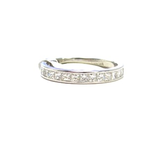 Vintage 14k White Gold Princess Cut 1.00 ct tw Diamond Anniversary Band or Wedding Ring, size 5 3/4