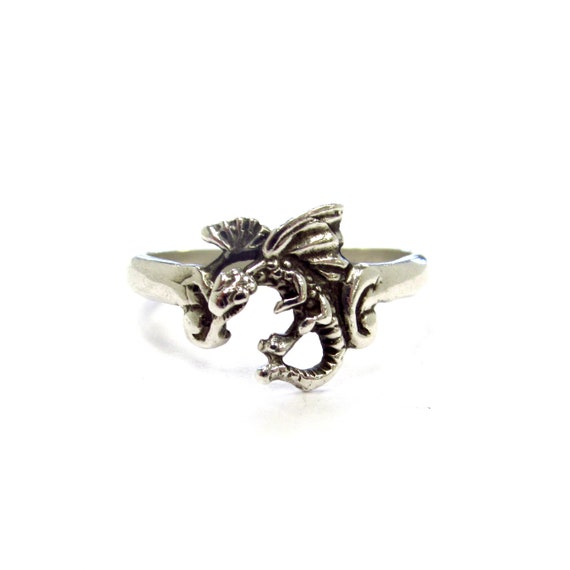 Sterling Silver Fire Breathing Dragon Medieval Fa… - image 3