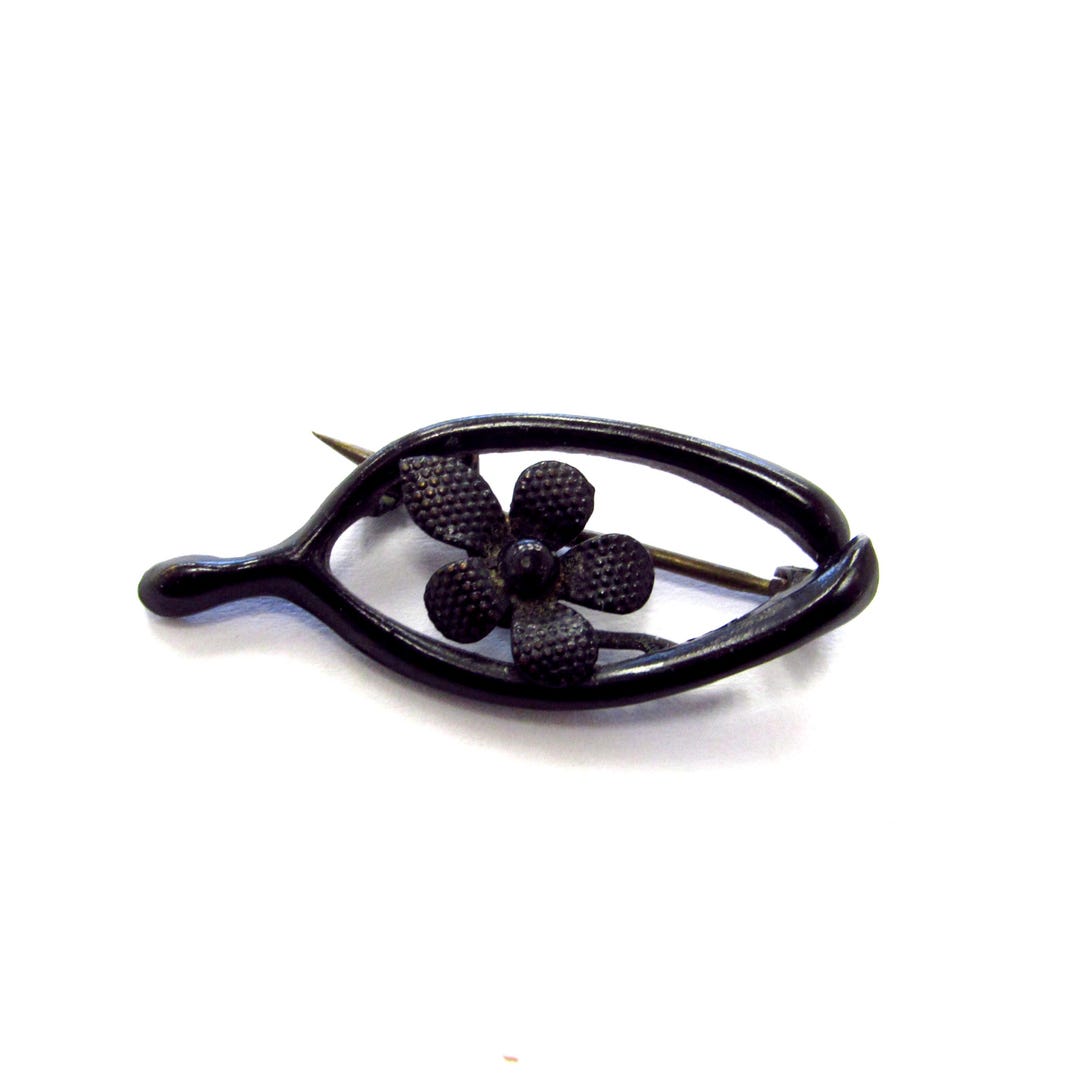 Sorrell Stick Pin Antique Black Metal Wishbone With Wood Sorrel Good Luck Charm Pin ...