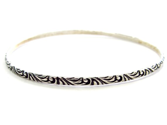 Vintage Sterling Silver Scrollwork Patterned Thin… - image 4
