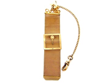 Antique Victorian Yellow Gold Filled Vest Pocket Clip Pocket Watch Chain, Buckle Detail