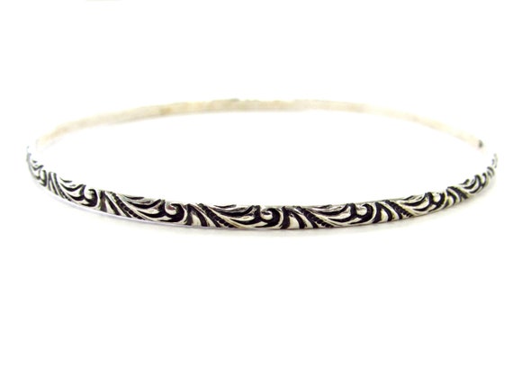 Vintage Sterling Silver Scrollwork Patterned Thin… - image 1