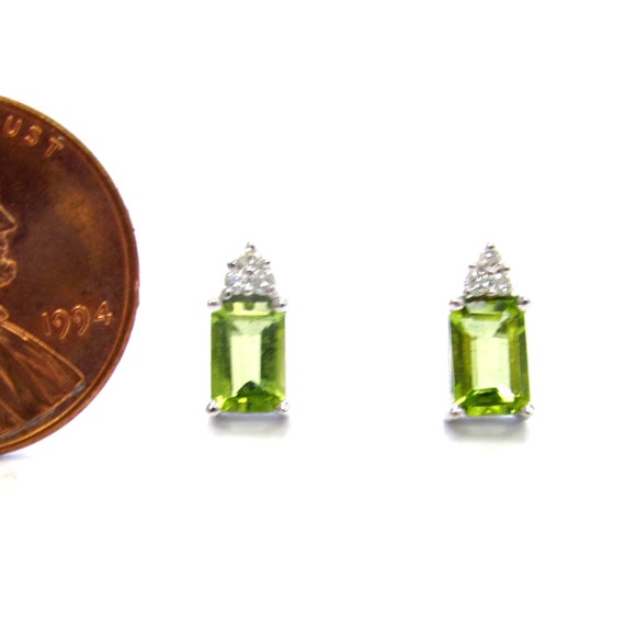 Vintage 14k White Gold Emerald Cut Peridot + Acce… - image 6