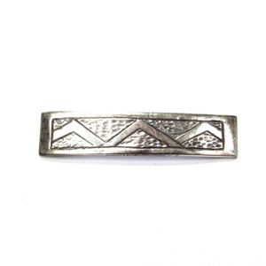 Vintage Sterling Silver Hand Carved Mountains or Zigzag Lines Bar Pin Brooch image 1