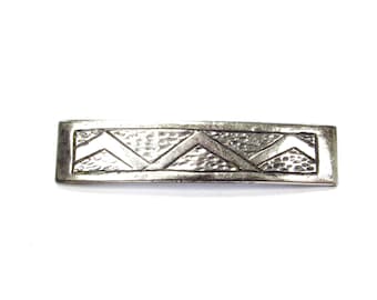 Vintage Sterling Silver Hand Carved Mountains or Zigzag Lines Bar Pin Brooch