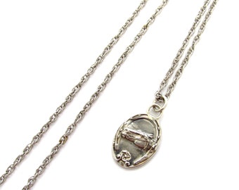 Vintage Sterling Silver Horse Head within a Horseshoe Layering Pendant on 24&quot; Loose Rope Chain, Conversion Pendant