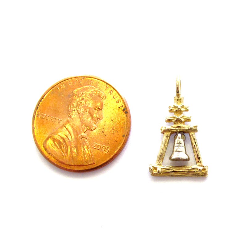 Vintage 14k Two-tone Gold Norse Church Bell With Rune Charm - Etsy