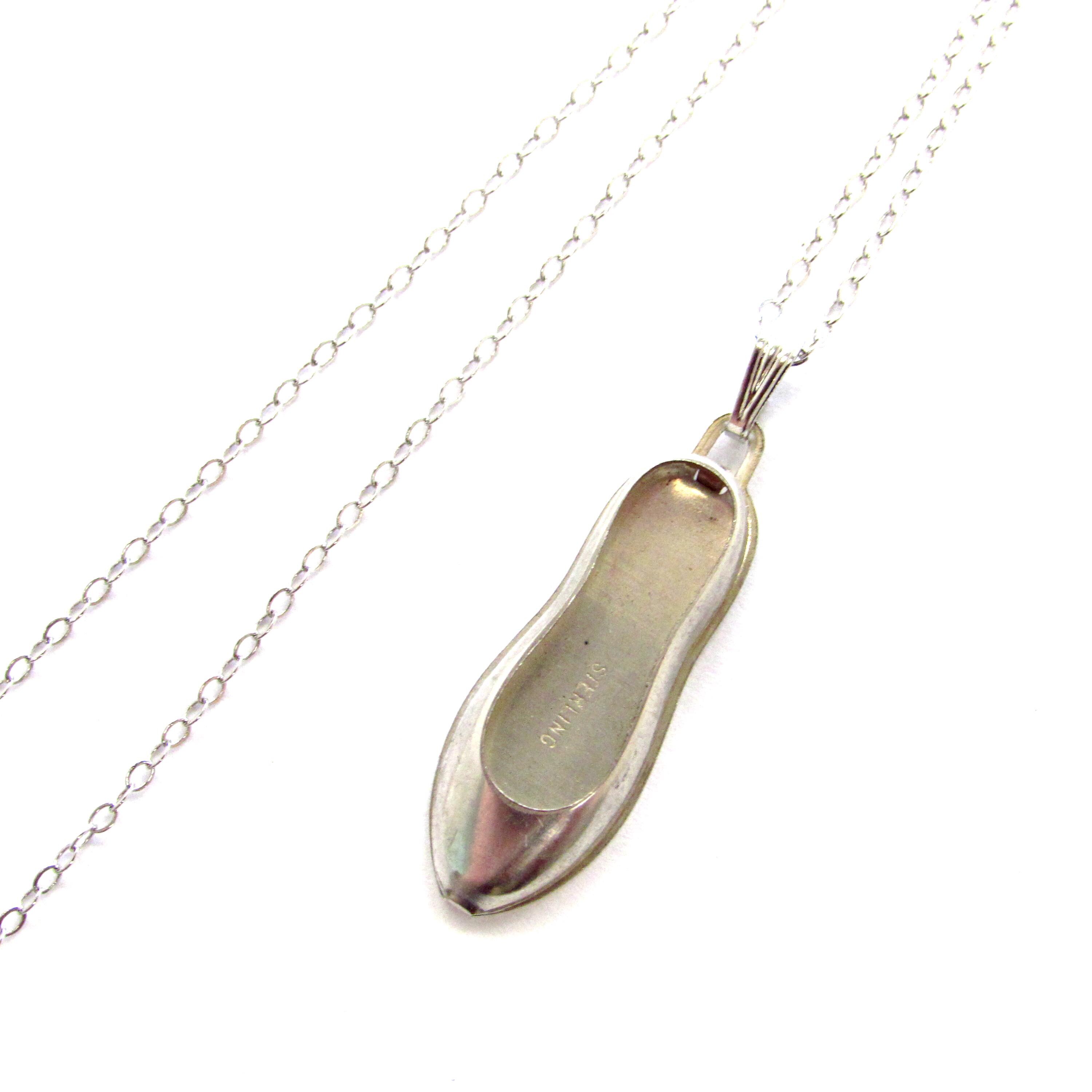 Vintage Sterling Silver Ladies Ballet Flat Shoe Pendant on 15" Chain