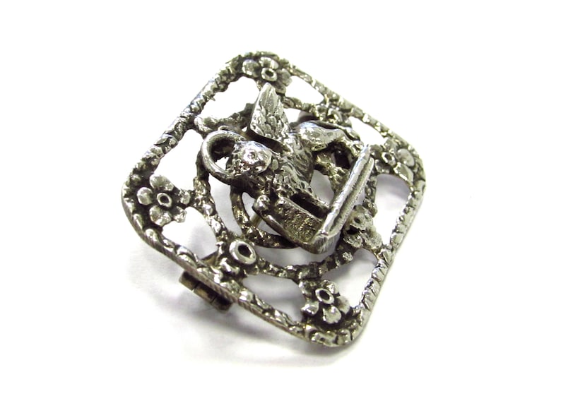 Mark Pin Brooch with Floral Border Antique Victorian 80/% Silver Stunning Lion of St
