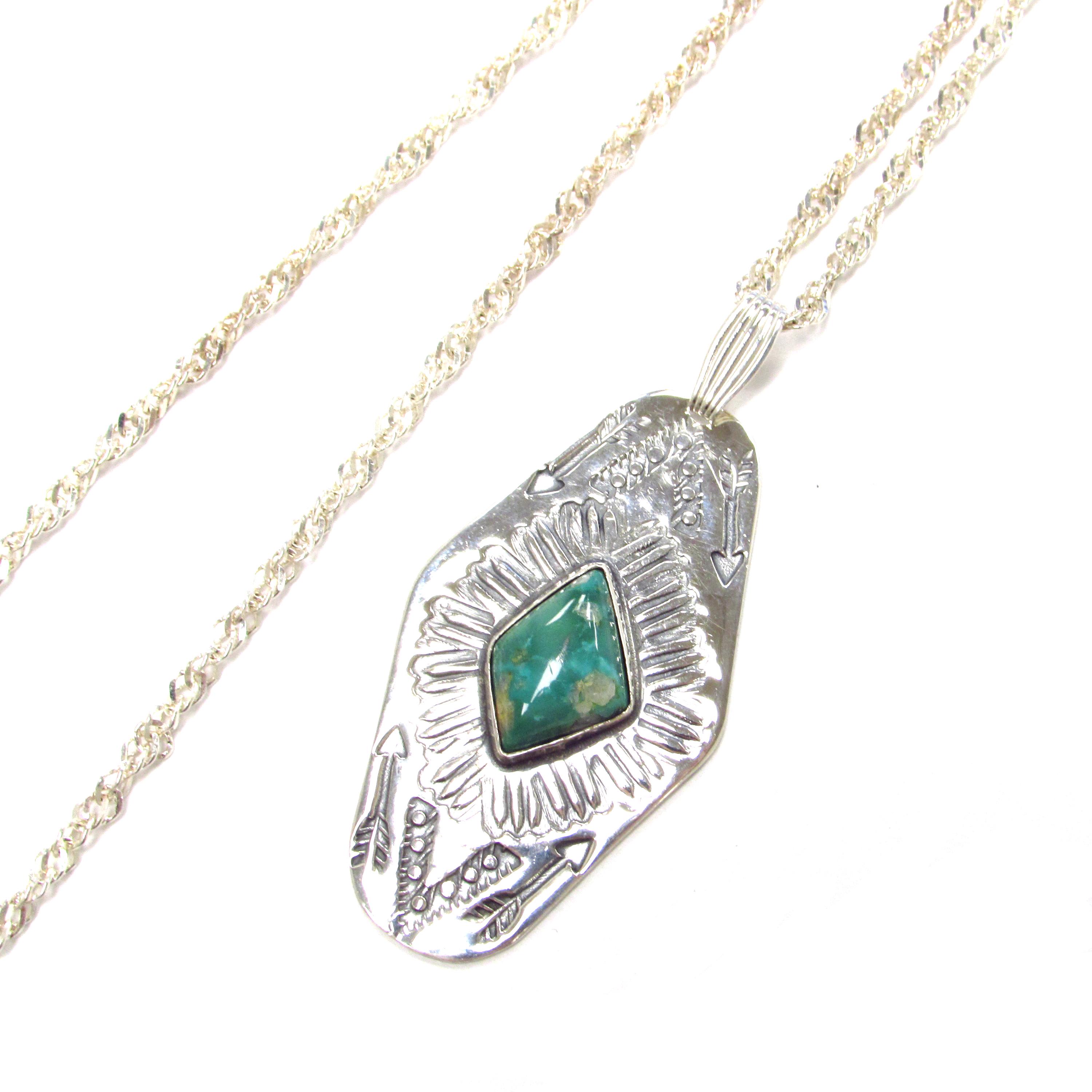 Vintage Native American Sterling Silver Bezel Set Turquoise