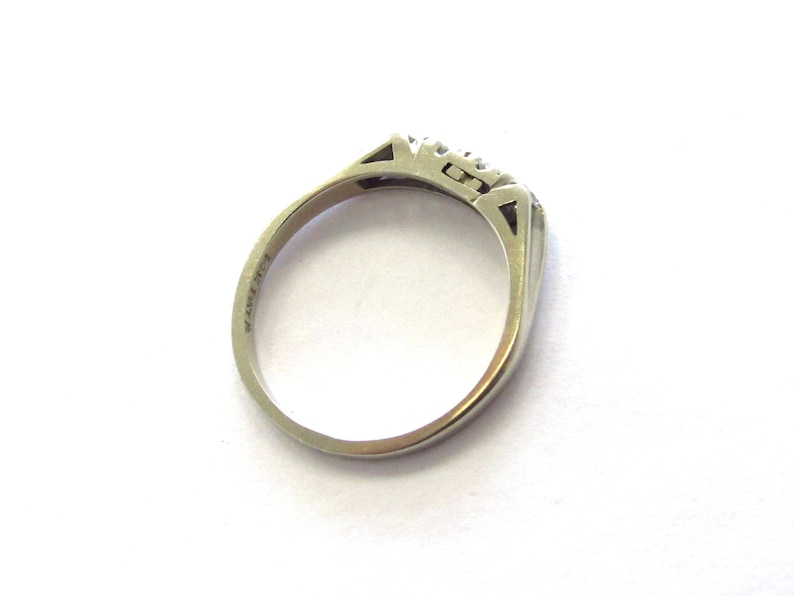 size 7 Vintage 14k White Gold 4-stone Diamond Anniversary Band or Wedding Ring