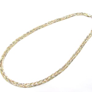 Vintage Sterling Silver Tri-Color Braided Herringbone Chain Necklace, 18&quot; Long, Ladies Necklace