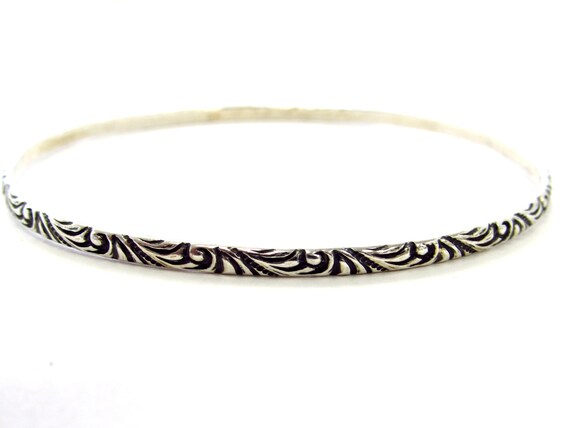 Vintage Sterling Silver Scrollwork Patterned Thin… - image 3