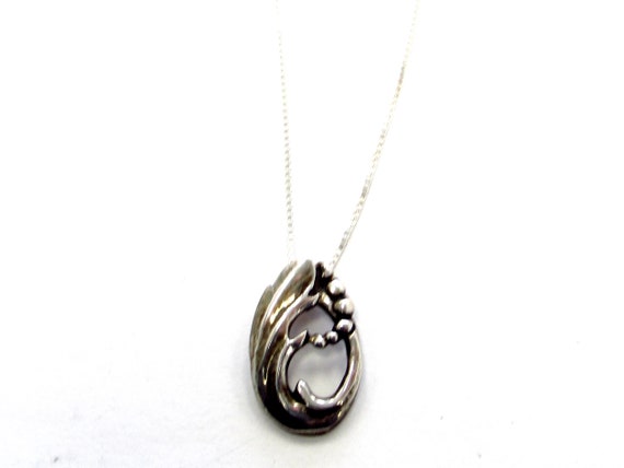 Vintage Sterling Silver Funky Swirl+ Bead Pendant… - image 3