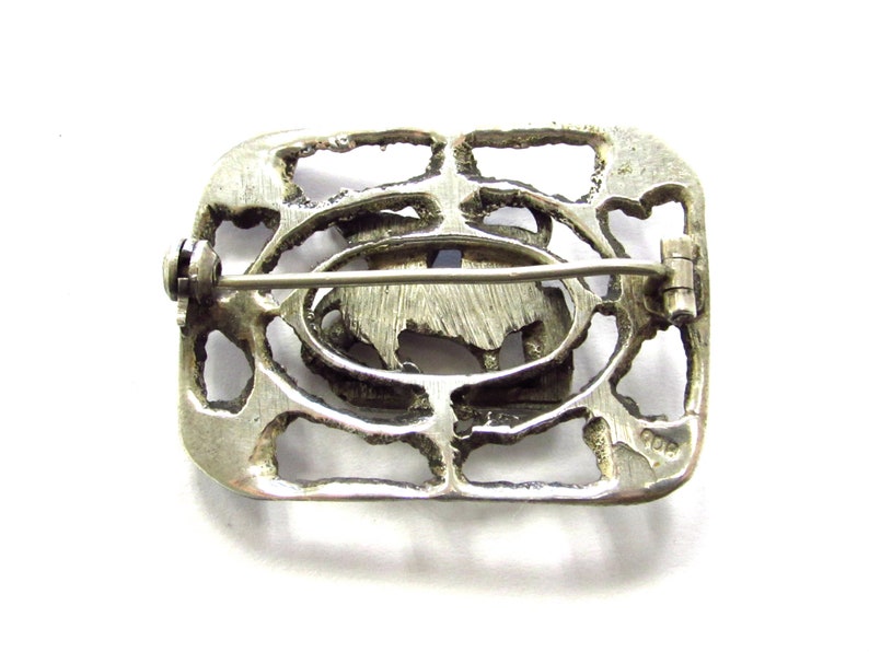 Mark Pin Brooch with Floral Border Antique Victorian 80/% Silver Stunning Lion of St