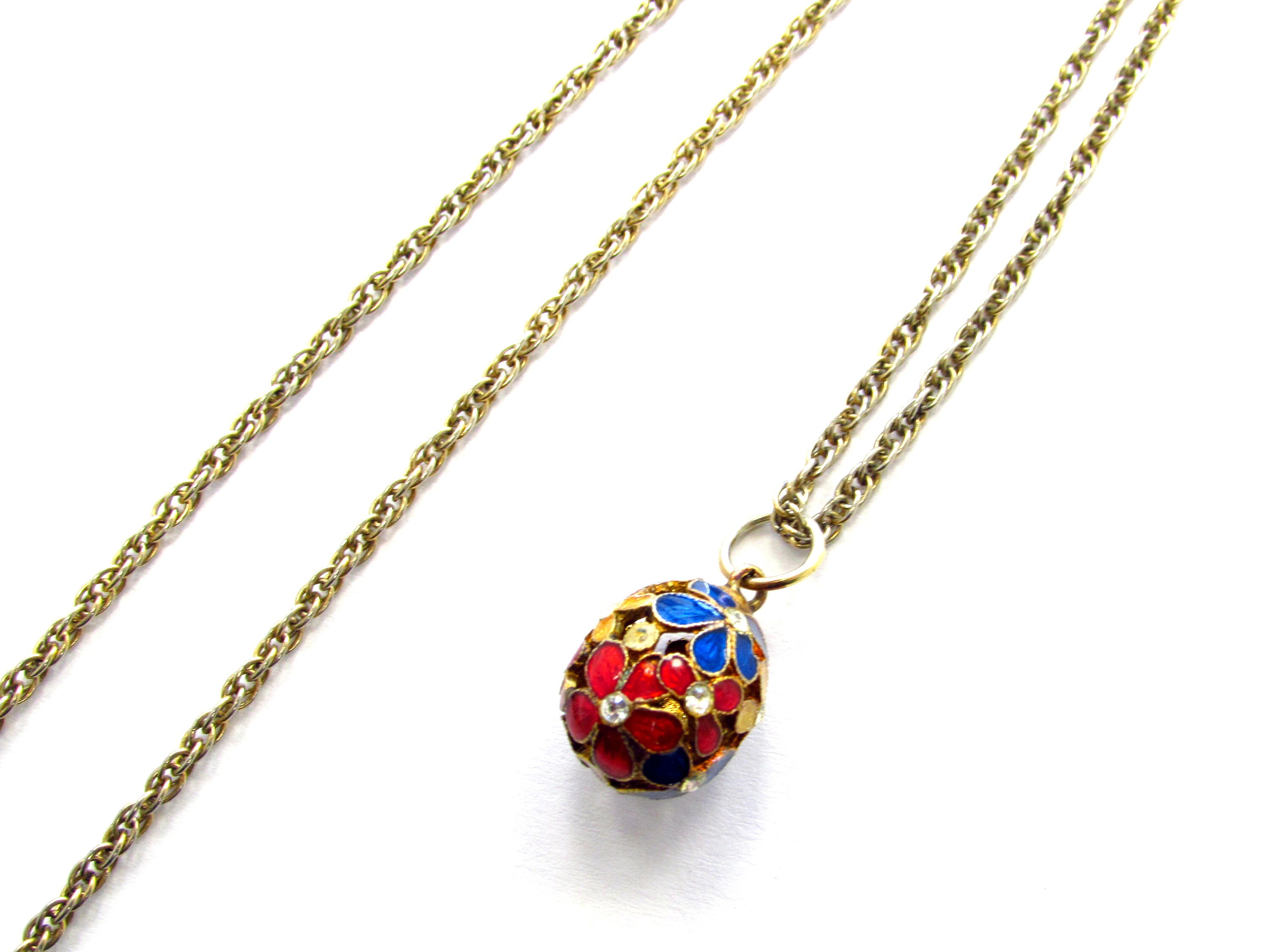 ヴィンテージ ゴールド プレート マルチカラー エナメル フラワー