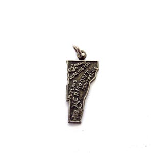 Vintage Sterling Silber Vermont VT Bundesstaat Reise Charme, Burlington, Montpelier + Rutland, Mapling
