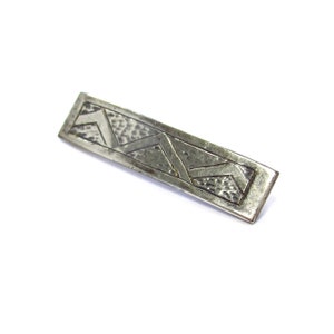 Vintage Sterling Silver Hand Carved Mountains or Zigzag Lines Bar Pin Brooch image 4