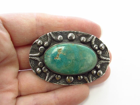 Vintage Southwestern Sterling Silver Huge Turquoi… - image 7