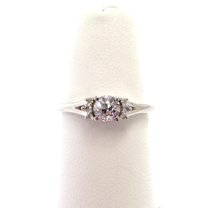 14k White Gold .44 ct Mine Diamond Engagement Ring with Diamond Accents, size 7