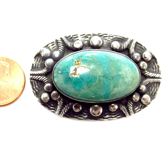 Vintage Southwestern Sterling Silver Huge Turquoi… - image 3